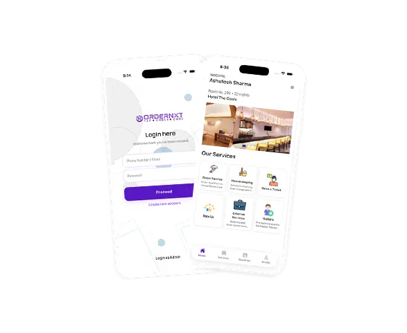 OrderNxt app screens