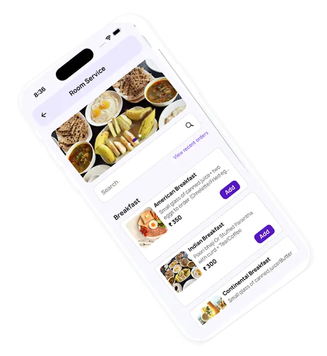 OrderNxt in-room dining menu